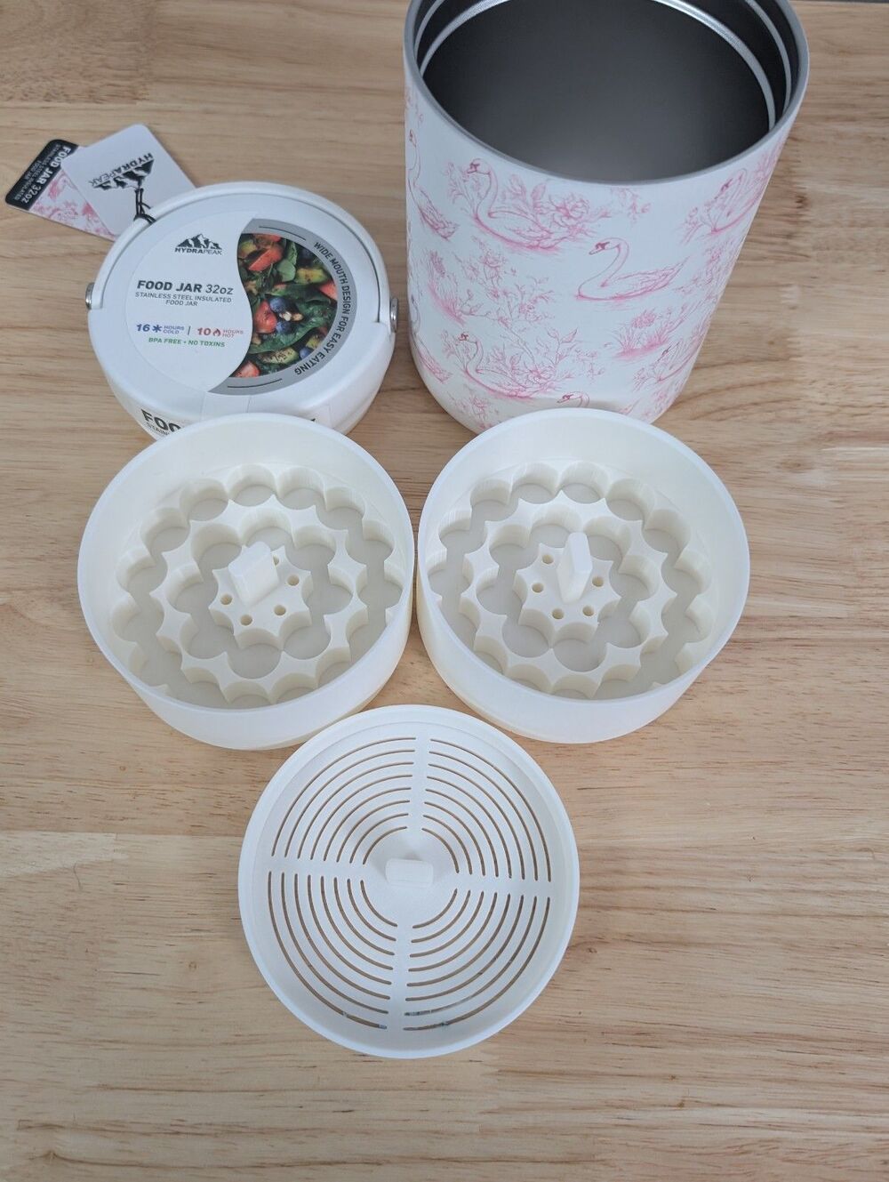 Hydrapeak Insulated Food Jar 32oz w/ Peptide Inserts 46 - Swan pattern - Picture 4 of 4
